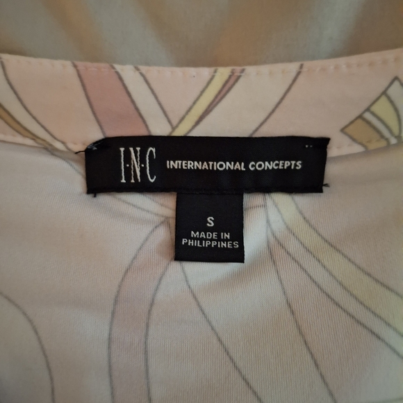 INC International Concepts Pastel Abstract Women's Blouse - Picture 5 of 7